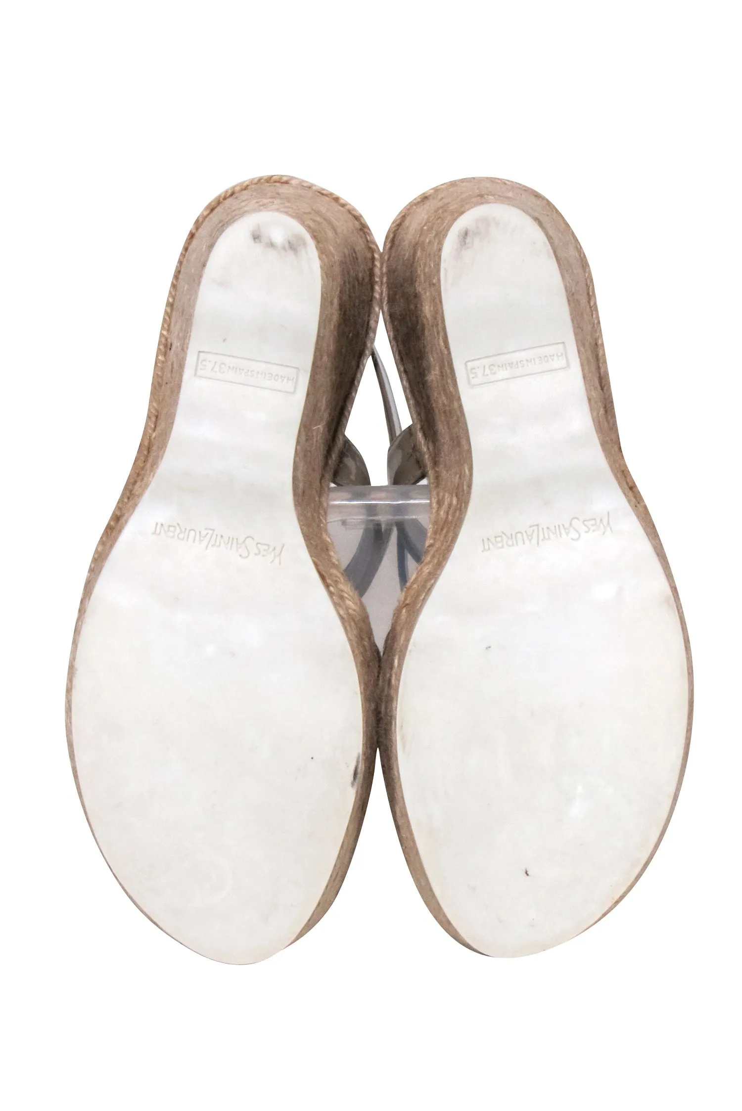 - Leather Beautifully designed Wedges Patent Yves Saint Smart Sz Beige 7 Laurent