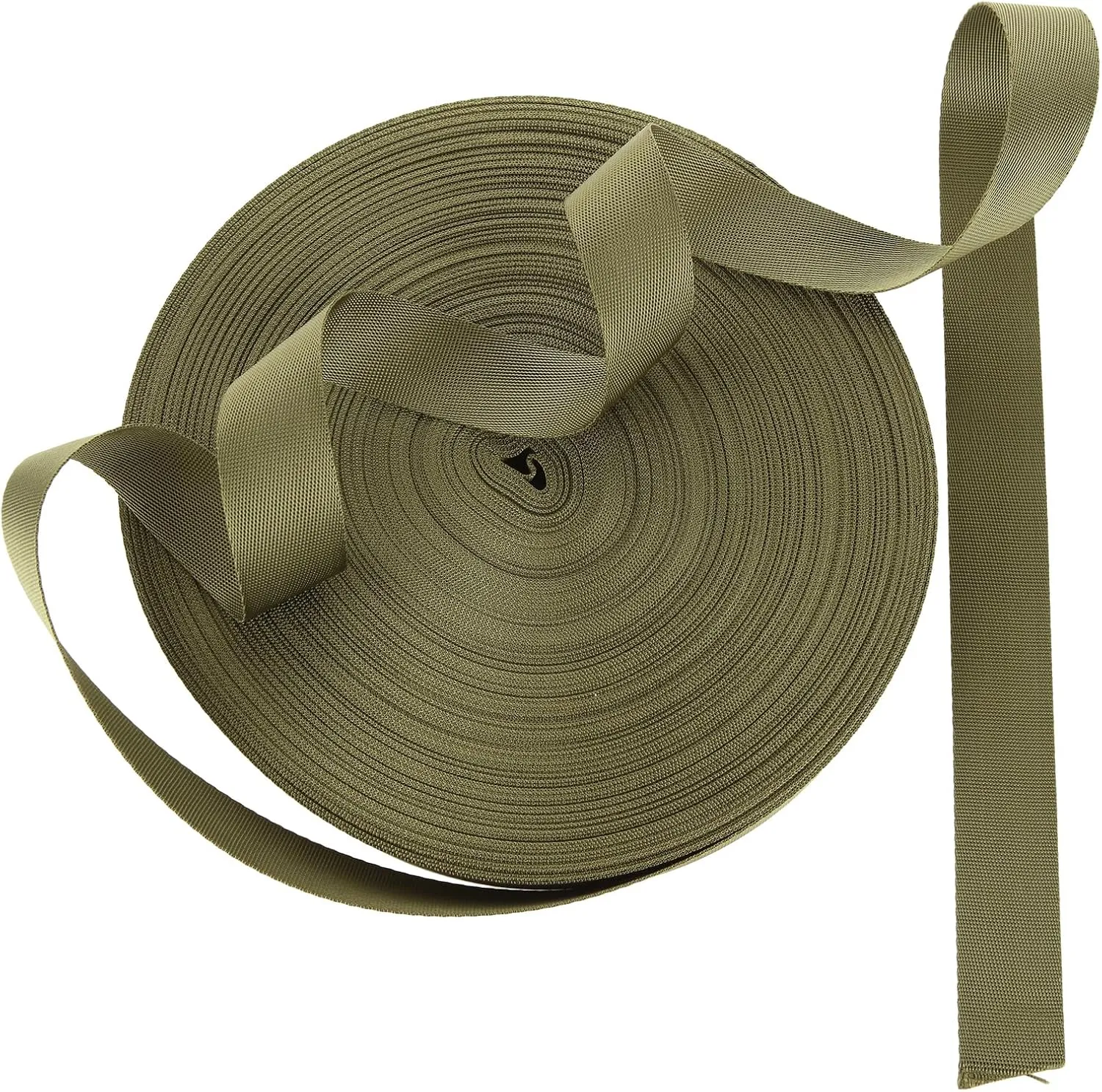 1 Inch Wide Nylon Webbing Strap 50 Yards Heavy Duty Nylon Strapping, Durable Flat Webbing Strapping for Dog Leash, Collars, Seat Belt, Backpack Handles, Outdoor DIY Crafts (25mm) - Dark Green