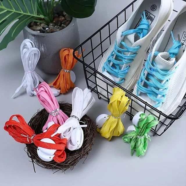 1 Pair LED Sport Shoe Laces Luminous Shoe Laces Glow Shoe Strings Round Flash Light Shoelaces