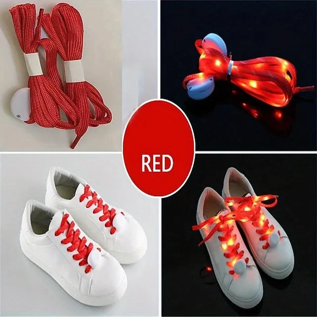 1 Pair LED Sport Shoe Laces Luminous Shoe Laces Glow Shoe Strings Round Flash Light Shoelaces