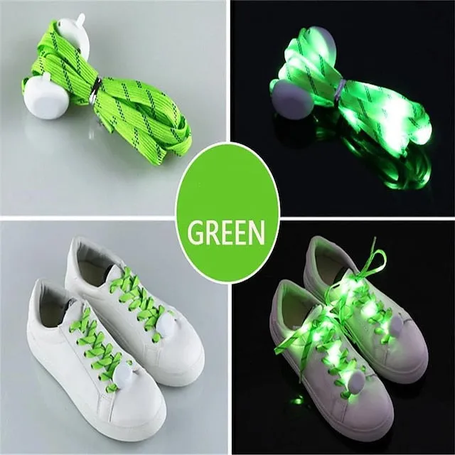 1 Pair LED Sport Shoe Laces Luminous Shoe Laces Glow Shoe Strings Round Flash Light Shoelaces