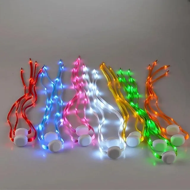 1 Pair LED Sport Shoe Laces Luminous Shoe Laces Glow Shoe Strings Round Flash Light Shoelaces
