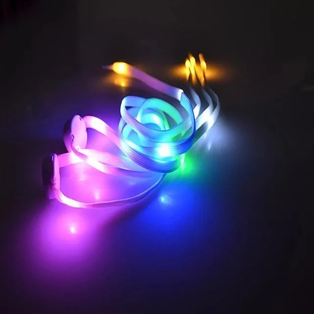 1 Pair LED Sport Shoe Laces Luminous Shoe Laces Glow Shoe Strings Round Flash Light Shoelaces