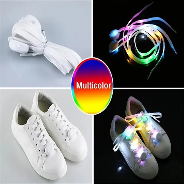 1 Pair LED Sport Shoe Laces Luminous Shoe Laces Glow Shoe Strings Round Flash Light Shoelaces