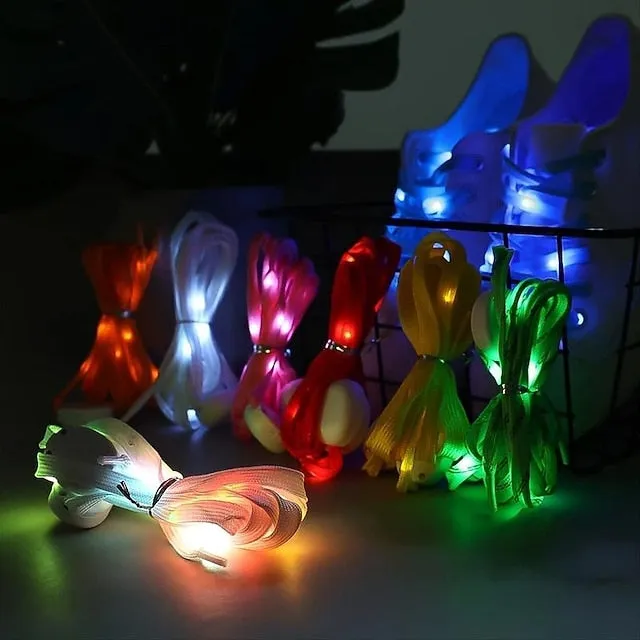 1 Pair LED Sport Shoe Laces Luminous Shoe Laces Glow Shoe Strings Round Flash Light Shoelaces
