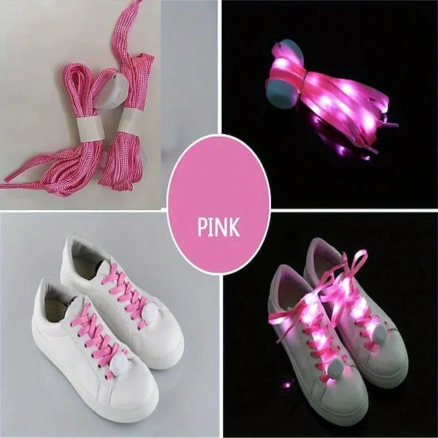 1 Pair LED Sport Shoe Laces Luminous Shoe Laces Glow Shoe Strings Round Flash Light Shoelaces