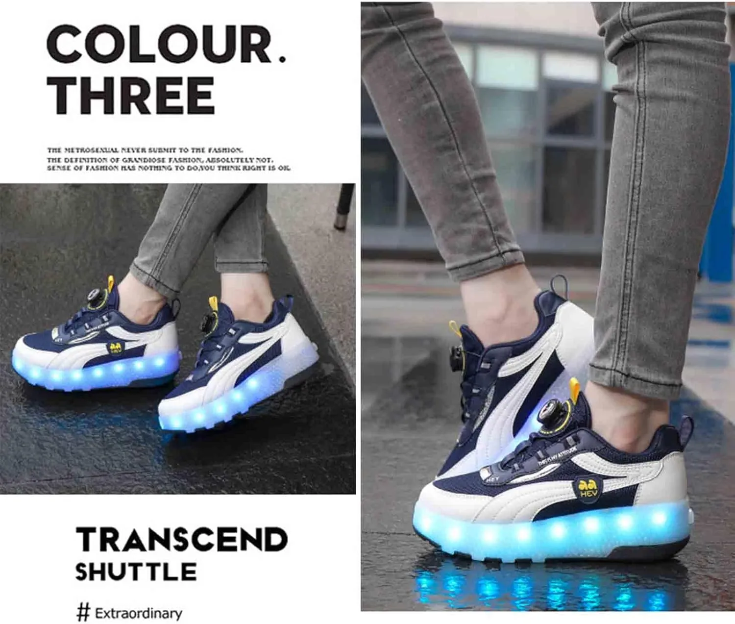 11 LED Light Up Kids Roller Skate Shoes with Wheel, Sneakers for Boys Girls Birthday Thanksgiving Christmas Day