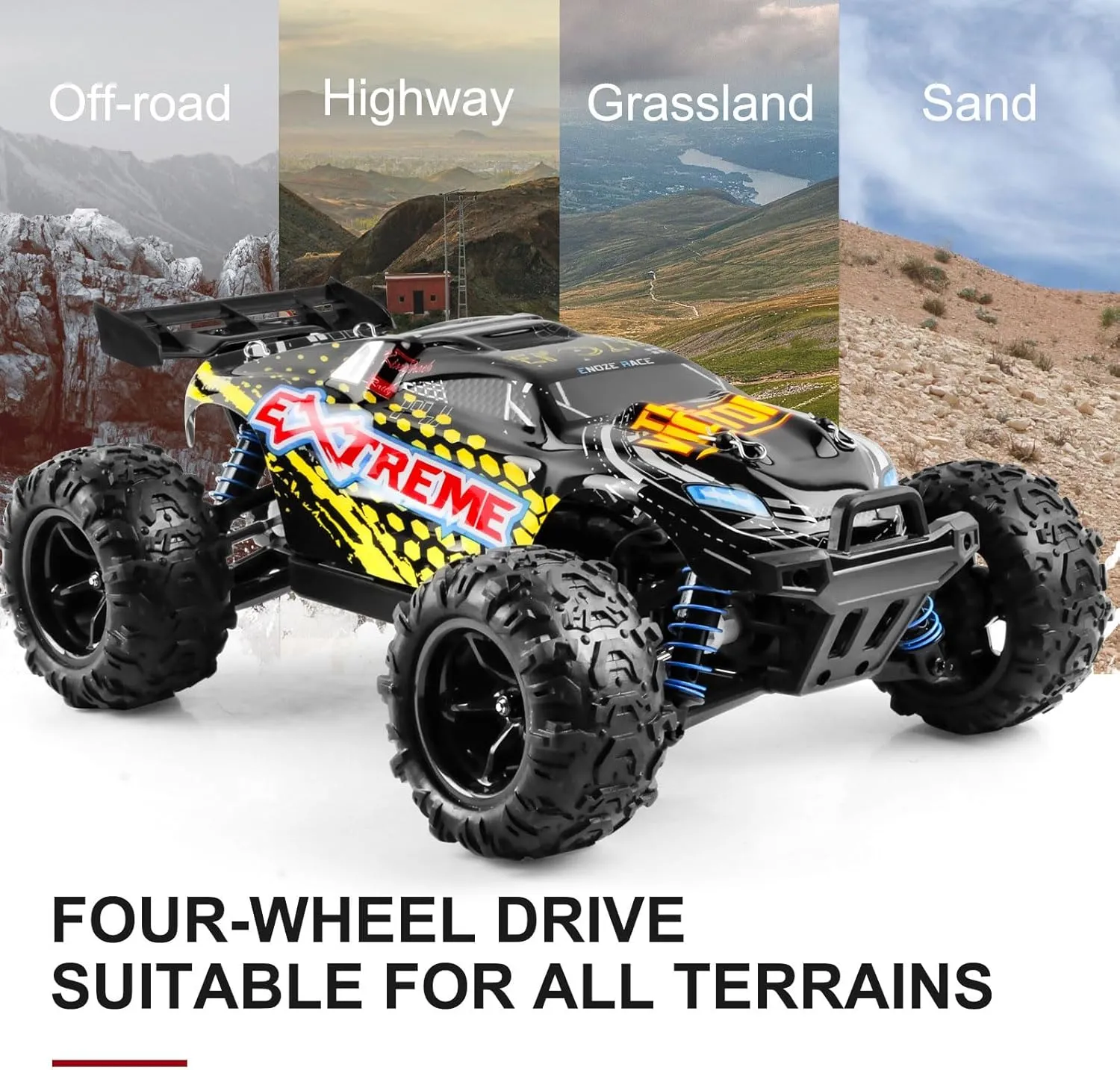 1:18 Scale 4wd High-Speed Rc Buggy, 40km/h All-Terrain Rc Climbing Vehicle with Waterproof Body, Led Lights & Rubber Wear-Resistant Tires (Blue)