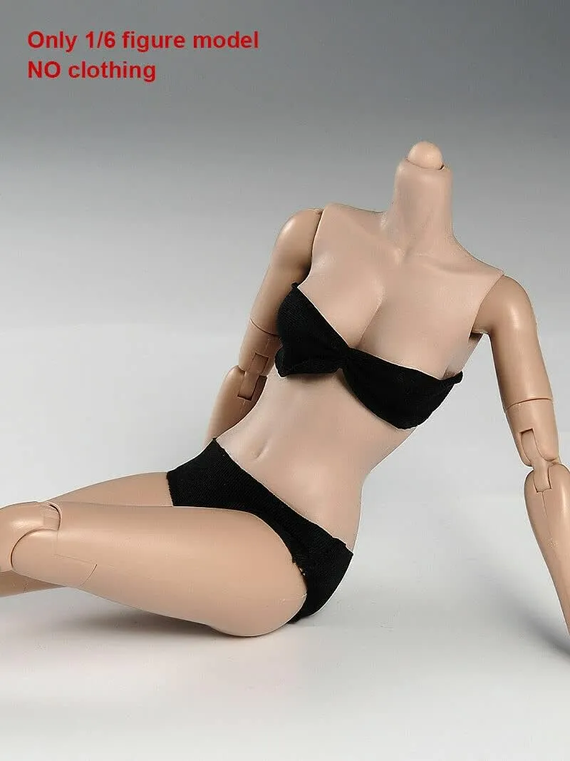 1/6 Scale Miniature Figure Body, 12inch Pale Skin Super Flexible Joint Body Half-Pack Silicone Huge Bust Action Figure Body Doll Collection for 1:6 Head Sculpt