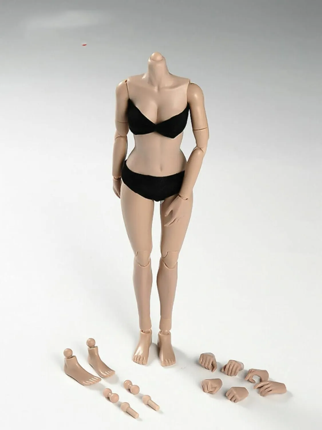1/6 Scale Miniature Figure Body, 12inch Pale Skin Super Flexible Joint Body Half-Pack Silicone Huge Bust Action Figure Body Doll Collection for 1:6 Head Sculpt