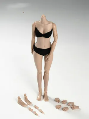 1/6 Scale Miniature Figure Body, 12inch Pale Skin Super Flexible Joint Body Half-Pack Silicone Huge Bust Action Figure Body Doll Collection for 1:6 Head Sculpt