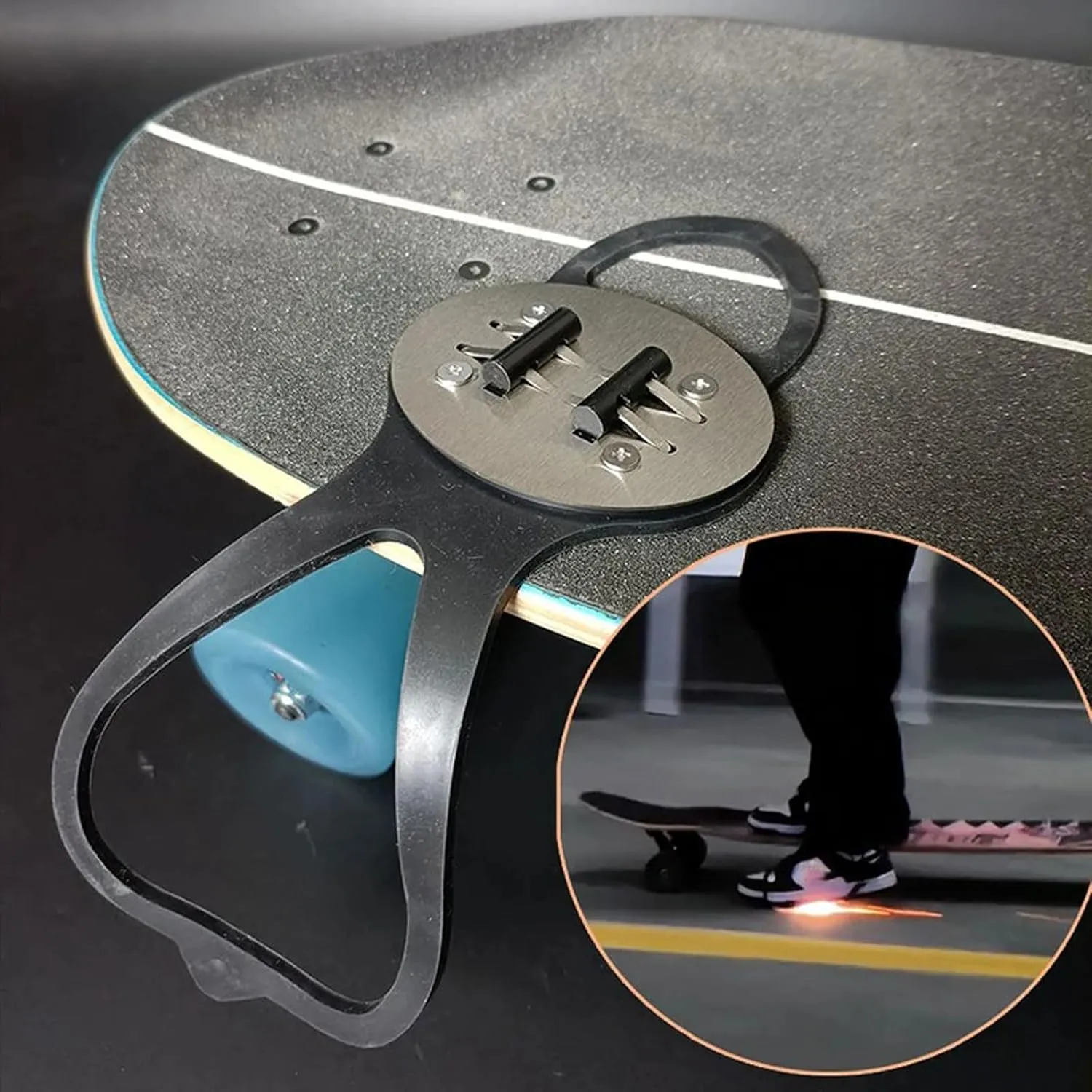 1PCS Foot Brake Ground Shoes Spark Flint, Skateboarding Ground Spark Friction Tool Pads, Motorcycle Sole Grinding Spark Flint Set for Shoes