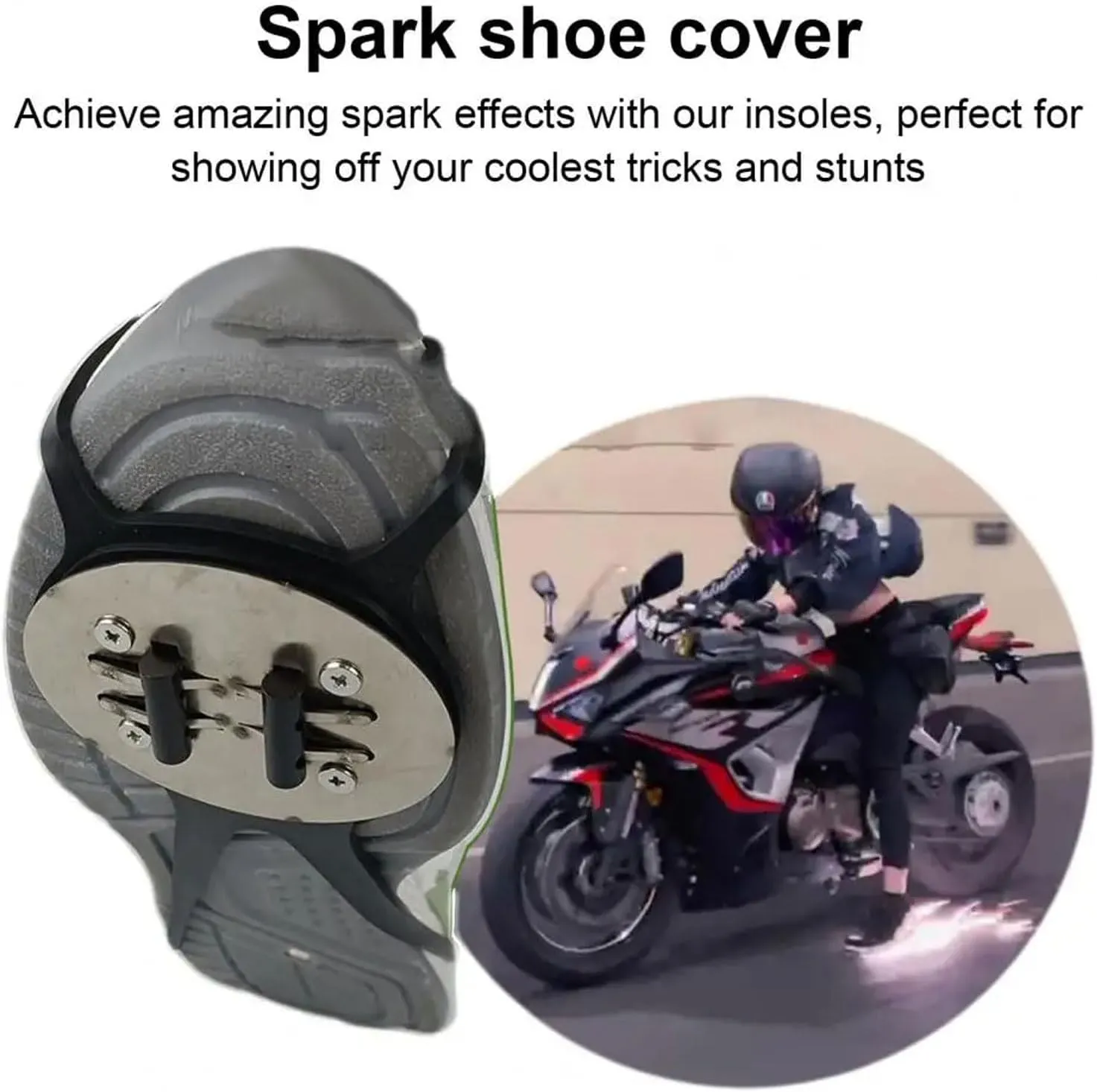 1PCS Foot Brake Ground Shoes Spark Flint, Skateboarding Ground Spark Friction Tool Pads, Motorcycle Sole Grinding Spark Flint Set for Shoes
