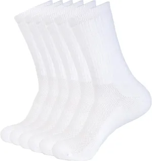 1SOCK2SOCK 6 Pack Athletic Performance Crew Socks For Men and Women - Soft Cotton Blend with Moisture Wicking, Arch Support