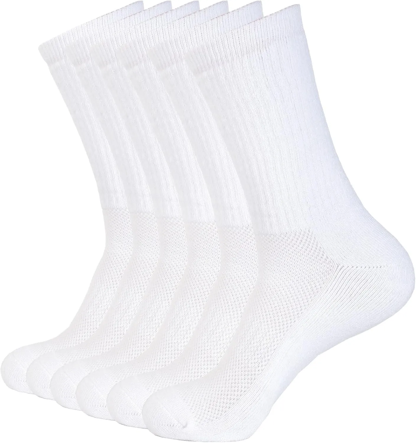 1SOCK2SOCK 6 Pack Athletic Performance Crew Socks For Men and Women - Soft Cotton Blend with Moisture Wicking, Arch Support