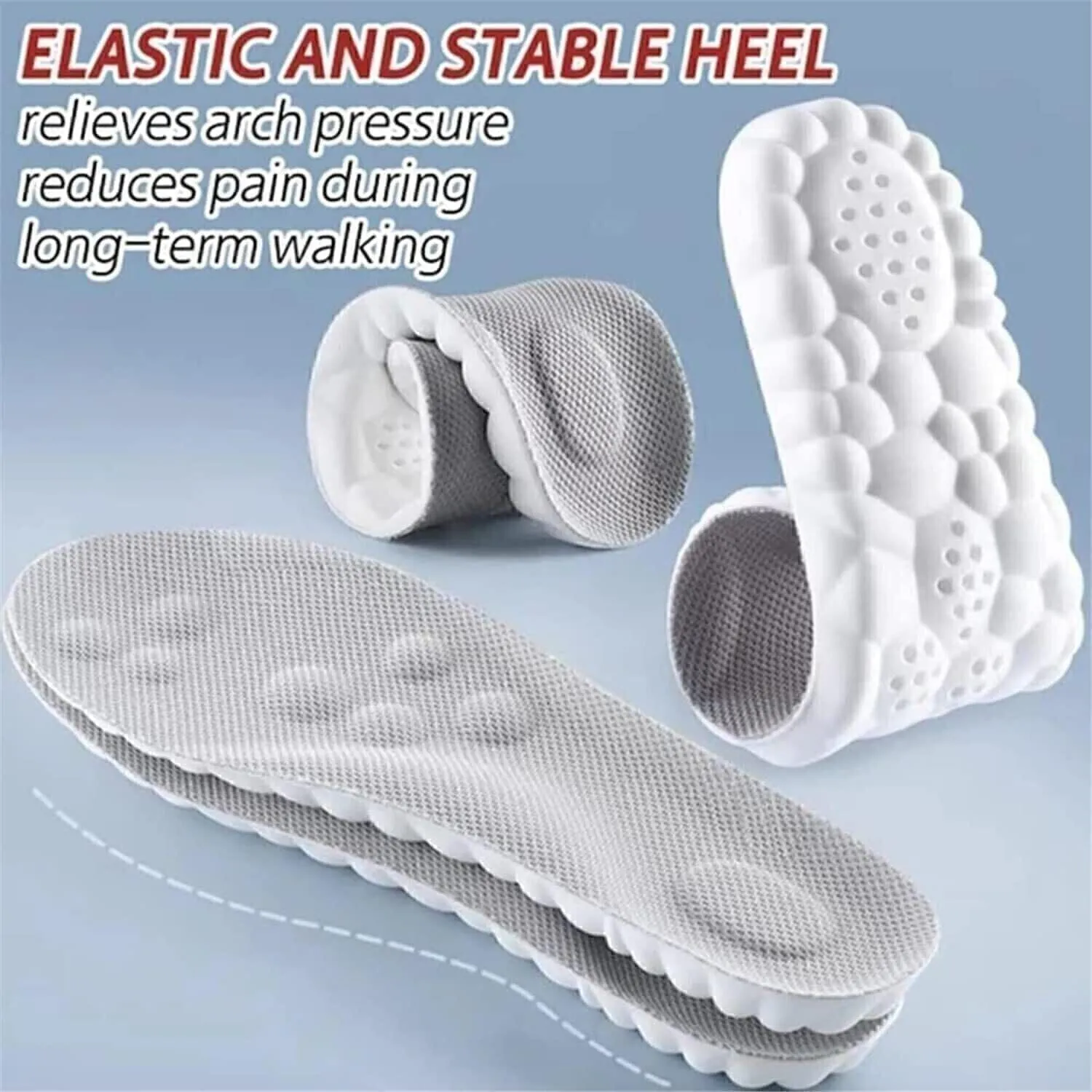 2 Pairs 4D Cloud Technology Insole - Super Soft Comfort Insoles, Soft Foot Protection Cloud Feeling Insole, U-Shape Memory Foam Insoles (Black, Men: US 8-11)