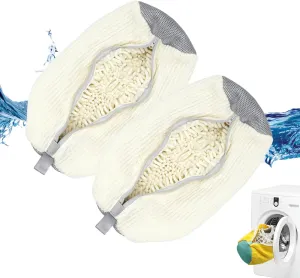 2Pcs Shoe Washing Machine Bag, Quick & Easy Cleaning, Laundry Bag for Washer and Dryer, Cleaning Bag for Sneaker & Most Shoe Types and Sizes (White)