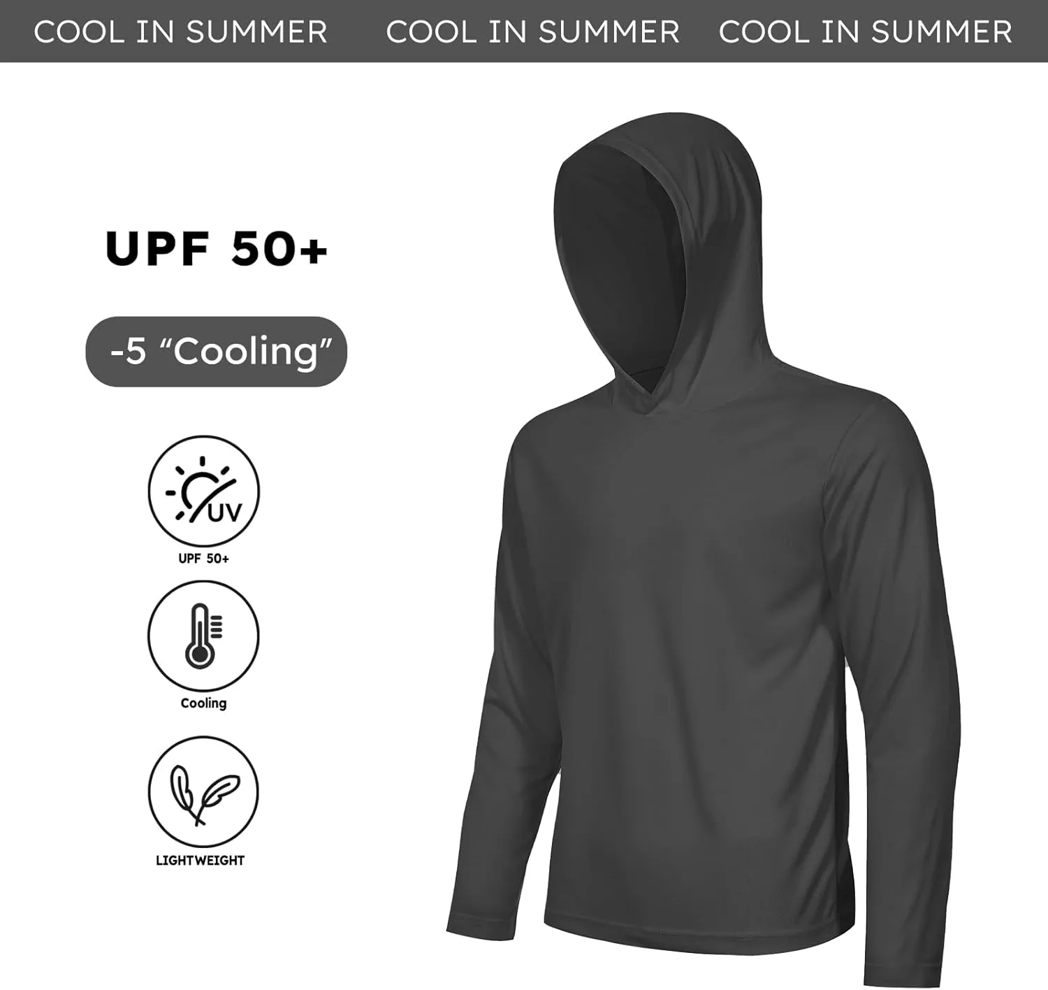 3 Pack Men's UPF 50  Sun Protection Hoodie Shirts Long Sleeve Shirts Quick Dry Lightweight for Running Workout Hiking Fishing
