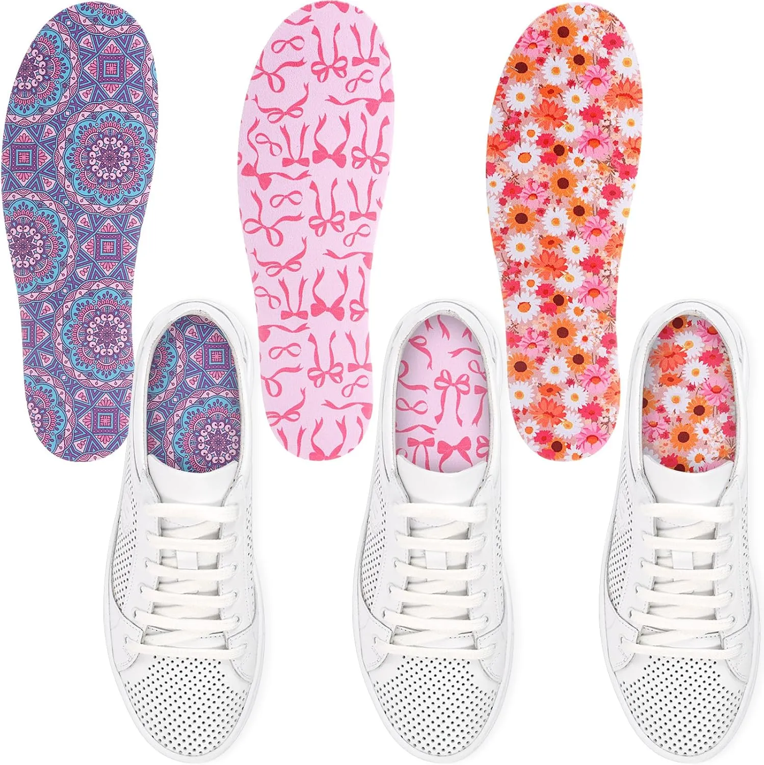 3 Pairs No Show Socks Sockless Shoe Liner Washable Barefoot Shoe Insoles No Slipping Inserts(Fresh Style)