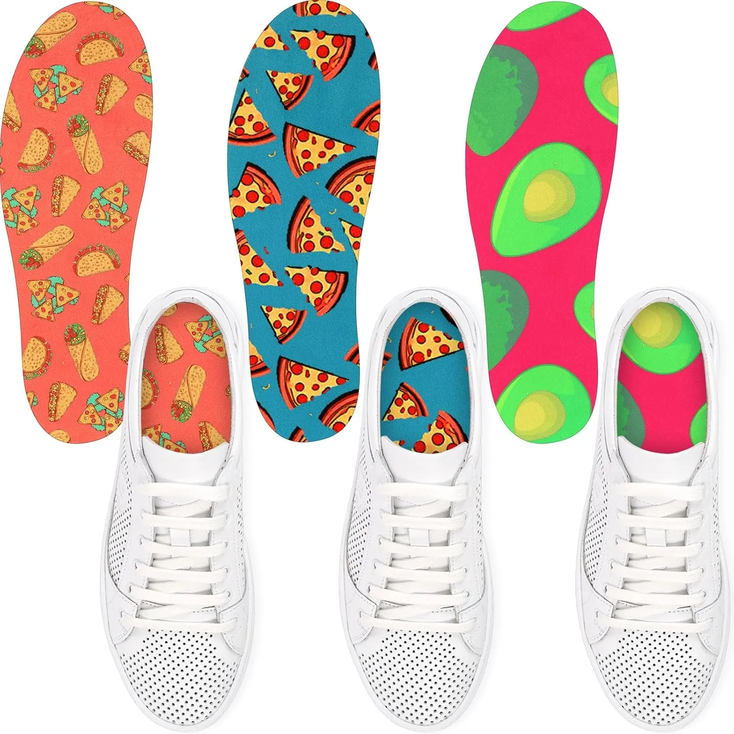 3 Pairs No Show Socks Sockless Shoe Liner Washable Barefoot Shoe Insoles No Slipping Inserts(Fruit Style)