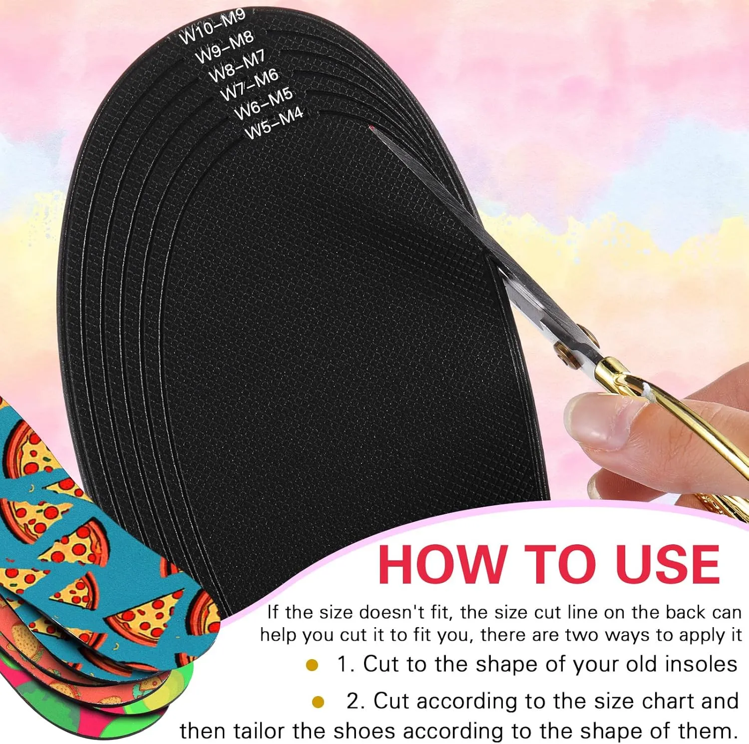 3 Pairs No Show Socks Sockless Shoe Liner Washable Barefoot Shoe Insoles No Slipping Inserts(Fruit Style)