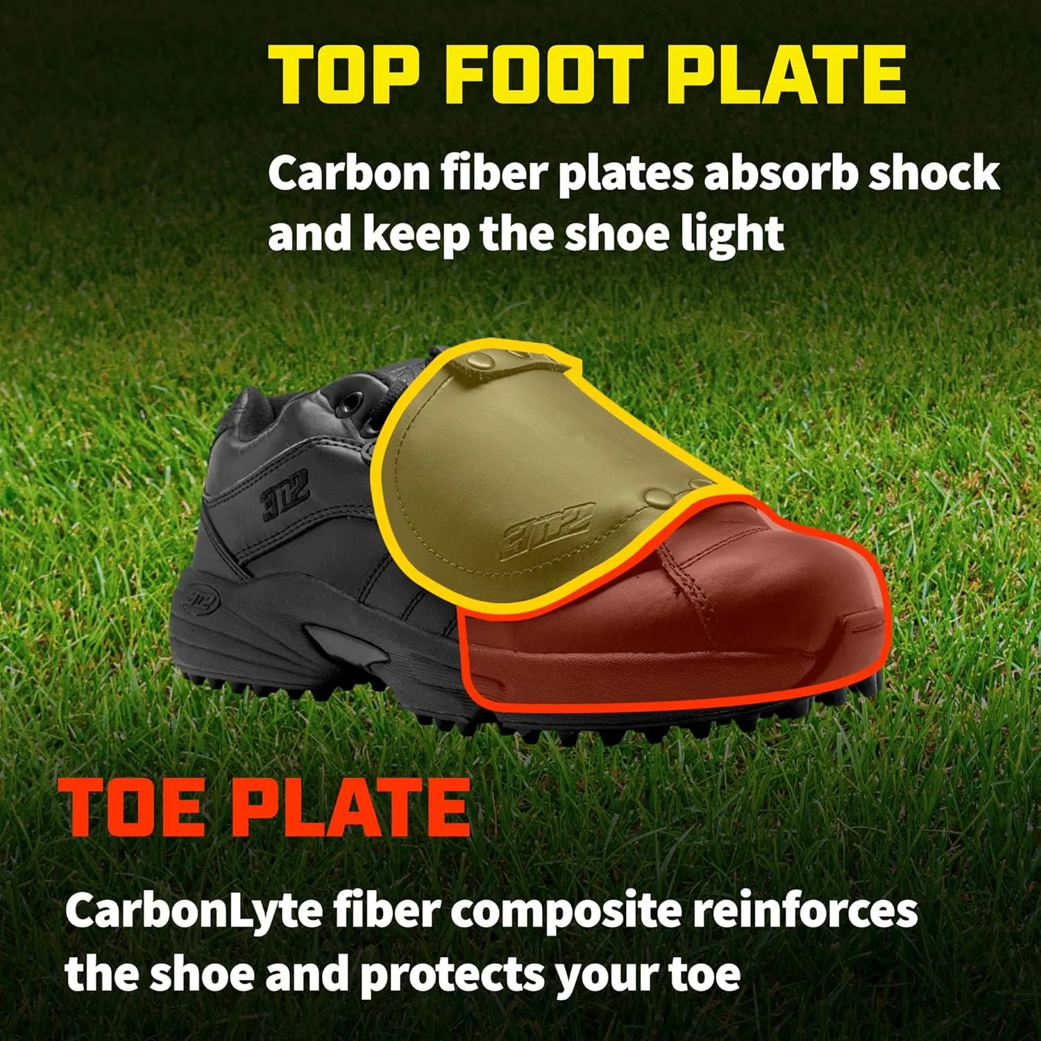 3N2 Men's Baseball Umpire Officiating Shoe Reaction Pro Plate Sturdy Design & Comfort Optimum Protection 100% Genuine Leather No Extra Weight, D & EE Widths for Softball & Baseball Umpires Black