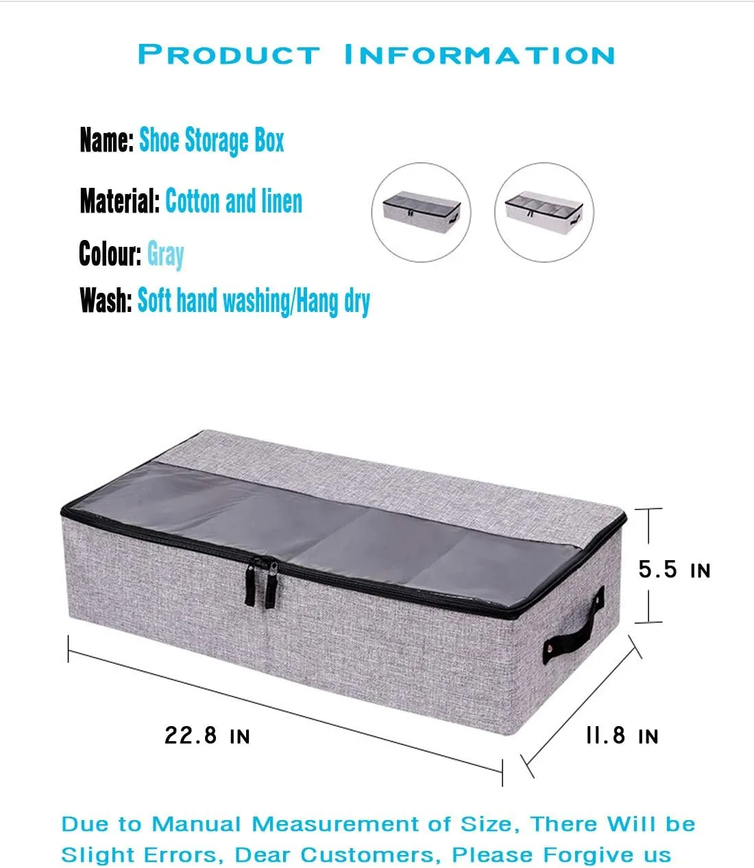AARAINBOW 2 Packs Foldable Under Bed Clothes Organizer with Lids, Underbed Storage Container with Adjustable Dividers, UnderBed Storage Bins with Handles and Clear Window (Gray Light Gray)