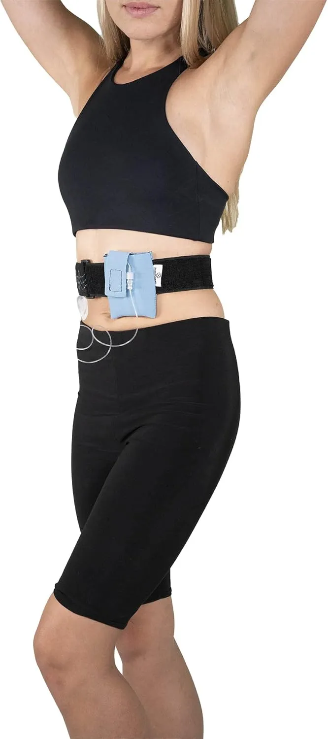 Adjustable Sky Blue Insulin Pump Belt – Diabetic Insulin Pump Stretch Band – Waist Belt Insulin Pump Case – Compatible with Medtronic 780G – Assembled in The USA (Medium)
