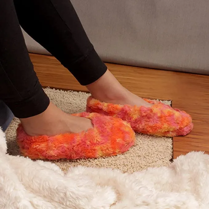 Adult Super Soft Warm Cozy Fuzzy Soft Touch Slippers Non-Slip Lined Socks, 2 Pairs