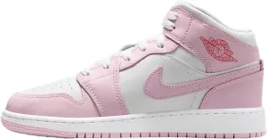 Air Jordan 1 Mid Big Kids' Shoes (DQ8423-608, Pink Foam/Fire Red/White)