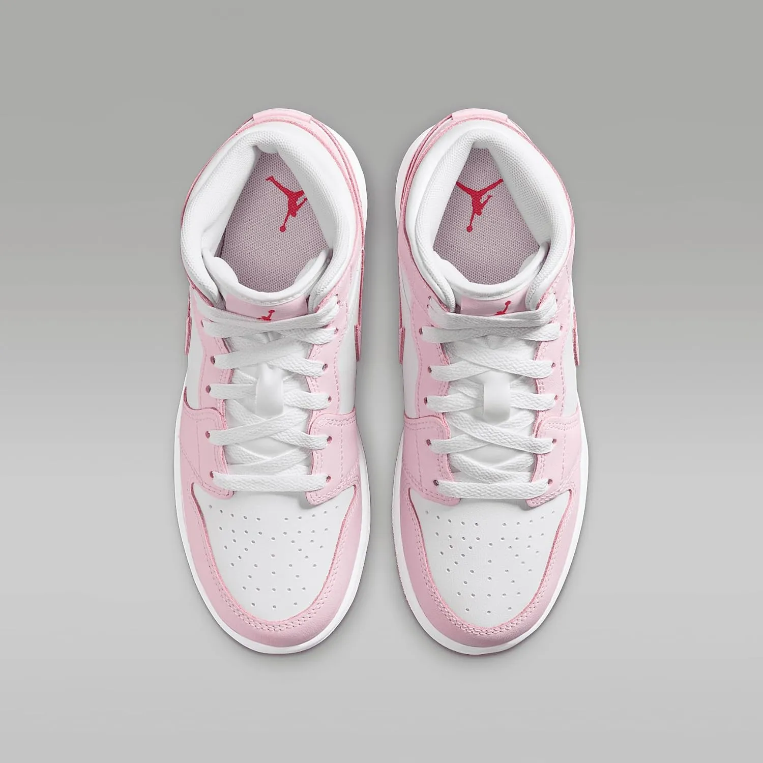 Air Jordan 1 Mid Big Kids' Shoes (DQ8423-608, Pink Foam/Fire Red/White)