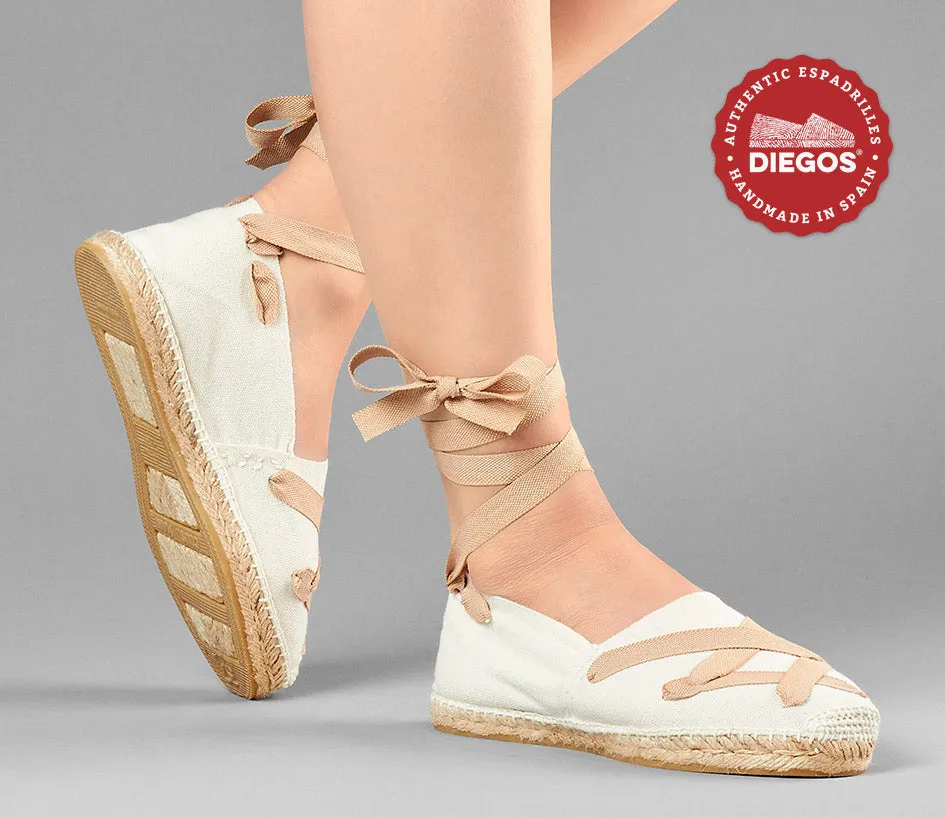 Alpargatas cordones clásicas marfil