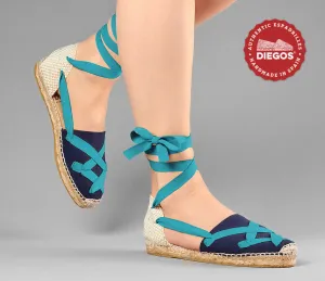 Alpargatas planas Lola clásicas cordones azul marino