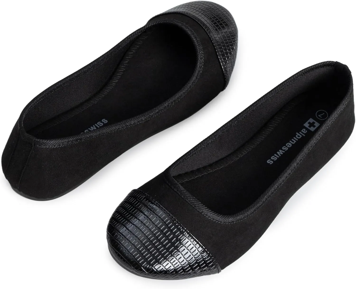 Alpine Swiss Kelly Cap Toe Ballet Flats Two Tone Comfortable Slip On Flat Shoes