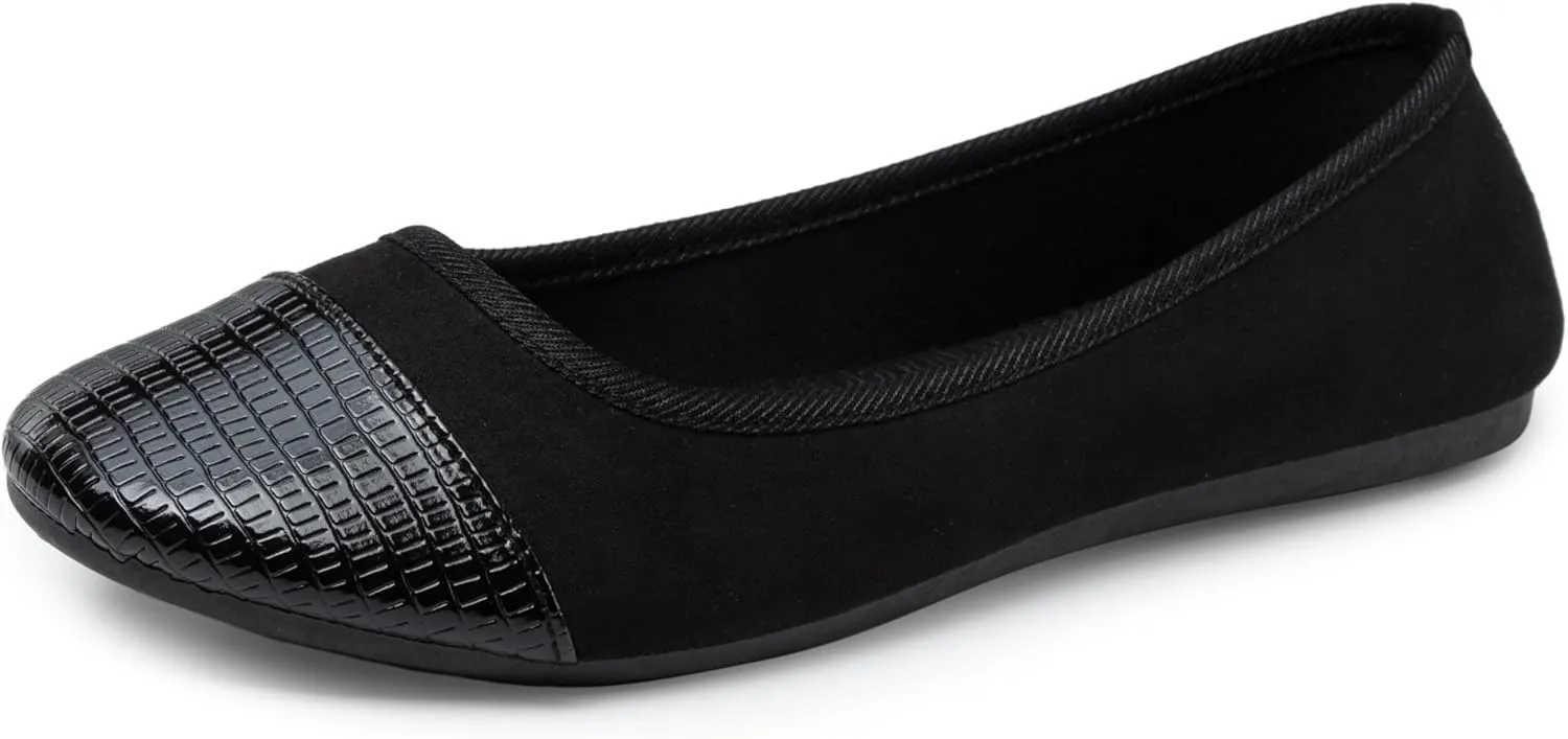 Alpine Swiss Kelly Cap Toe Ballet Flats Two Tone Comfortable Slip On Flat Shoes