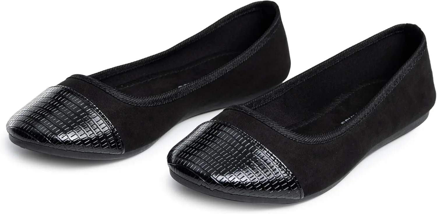 Alpine Swiss Kelly Cap Toe Ballet Flats Two Tone Comfortable Slip On Flat Shoes