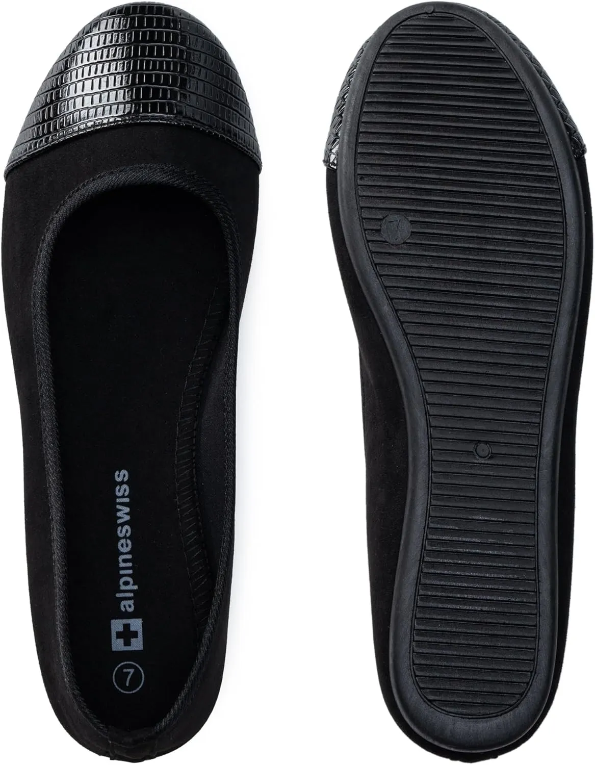 Alpine Swiss Kelly Cap Toe Ballet Flats Two Tone Comfortable Slip On Flat Shoes