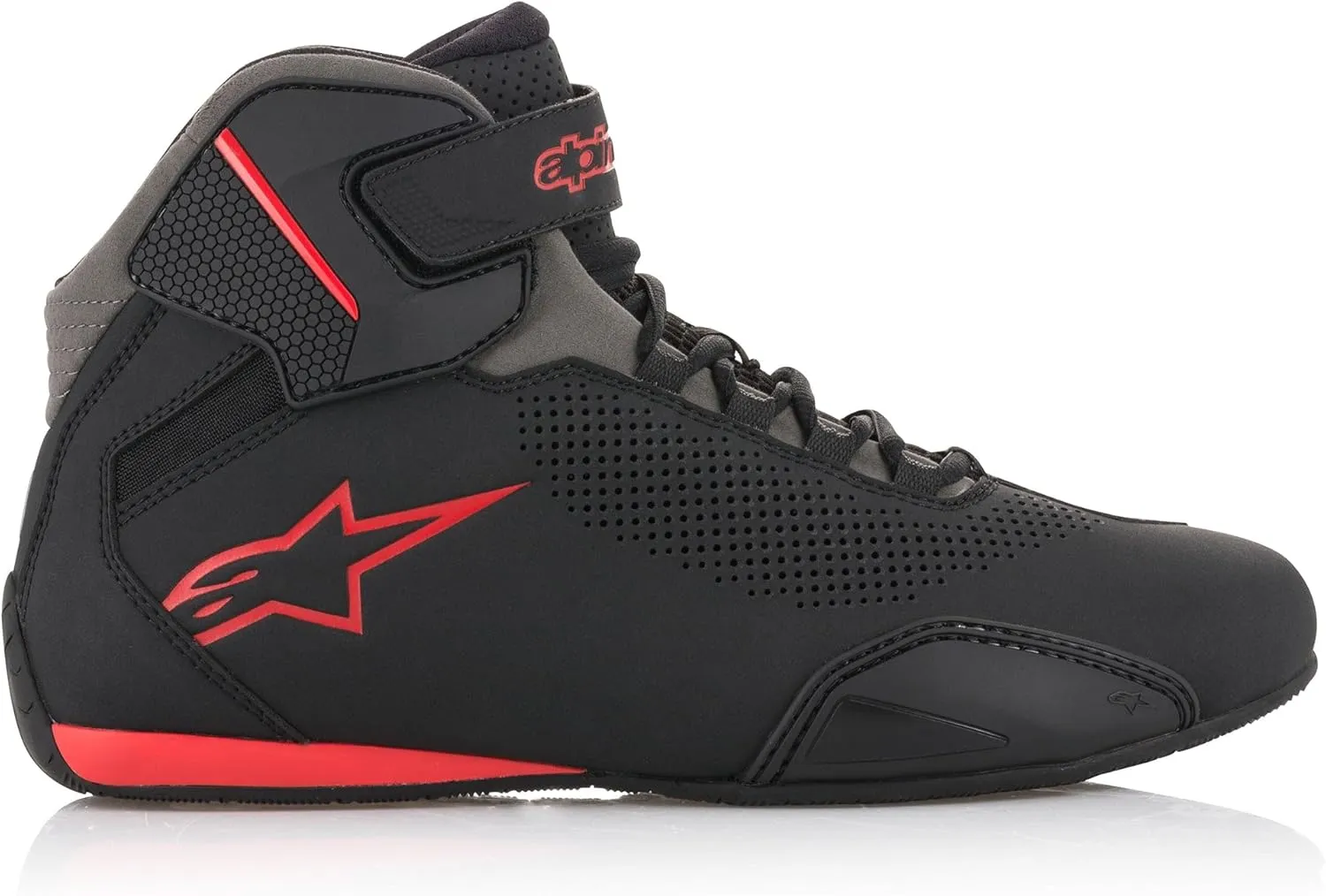 Alpinestars Men's Sektor Vented Street Motorcycle Shoe, Black/Gray/Red, 11