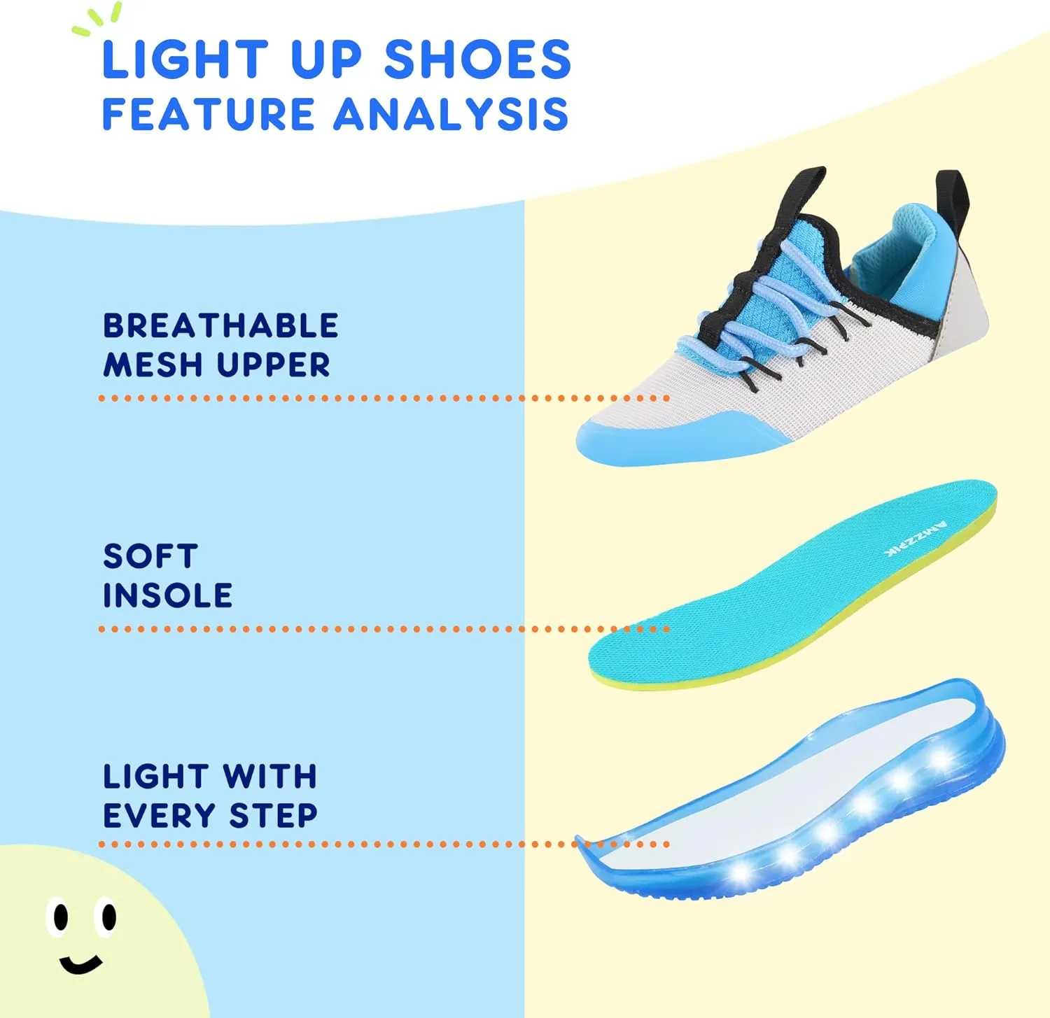AMZZPIK LUMIKICK Light Up Shoes for Boys Girls Kids Tennis Sneakers Walking Led Glow Shoe for Toddler