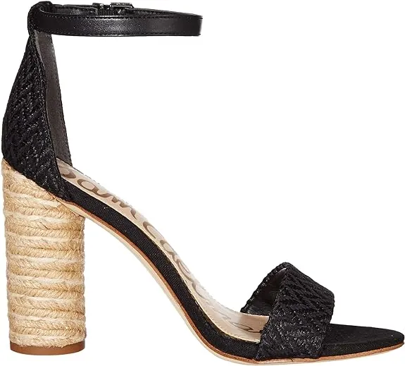 Ankle Heeled Edelman Black Act fast Intelligent Toe Espadrille Sam Strap Sandals Rounded Open Yamile