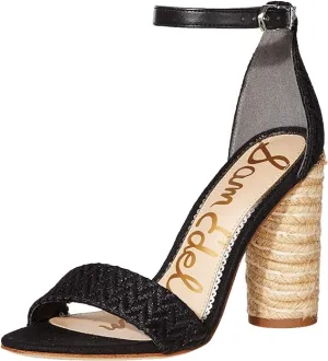 Ankle Heeled Edelman Black Act fast Intelligent Toe Espadrille Sam Strap Sandals Rounded Open Yamile