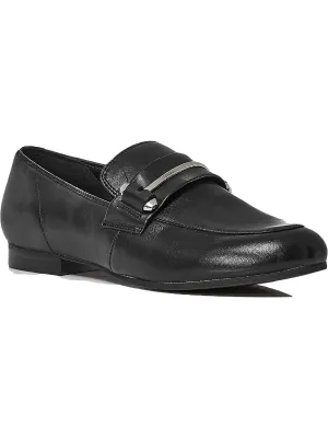 Aqua Womens Kim Leather Slip-On Fashion Loafers Black 7 M