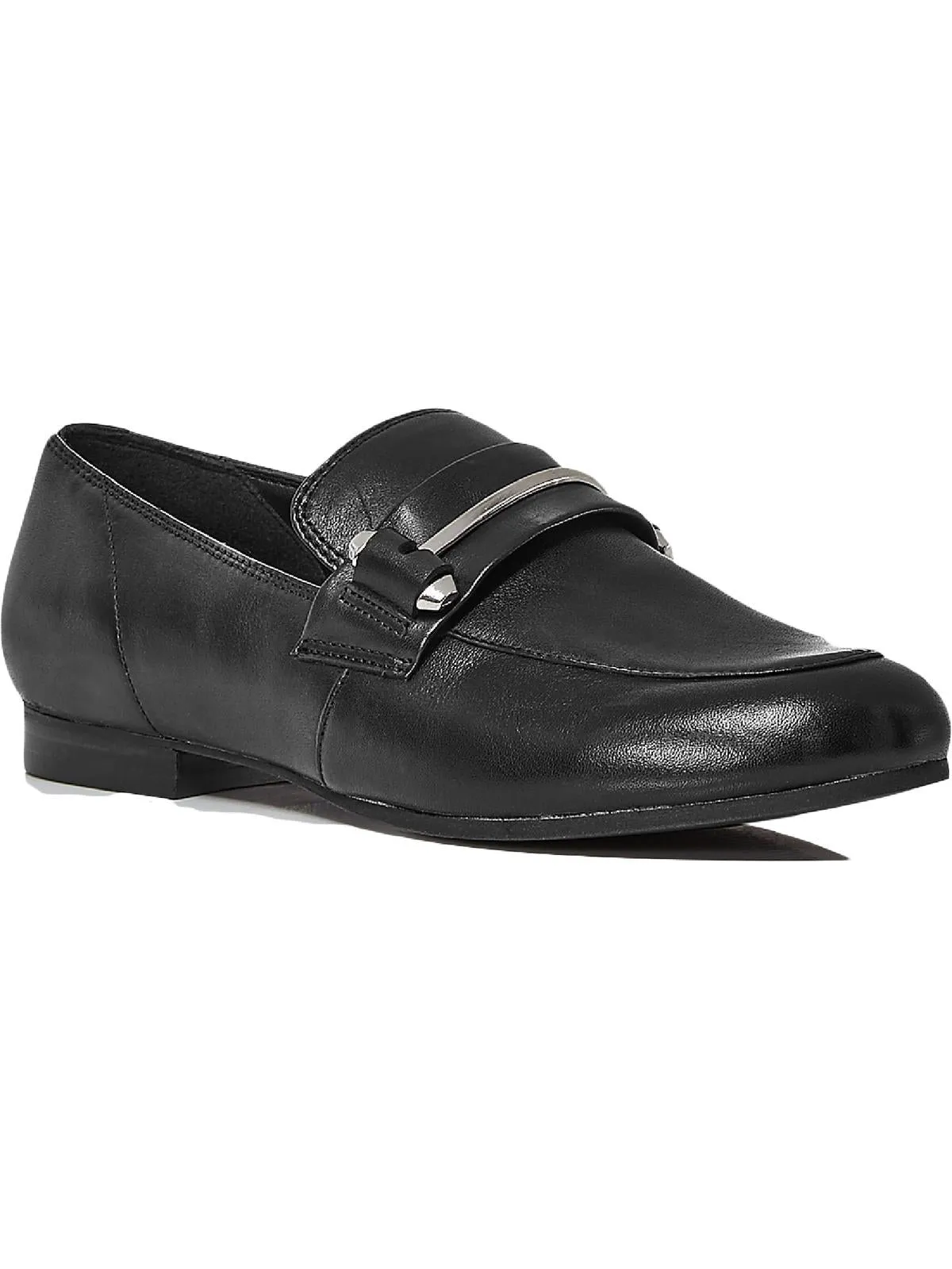Aqua Womens Kim Leather Slip-On Fashion Loafers Black 7 M