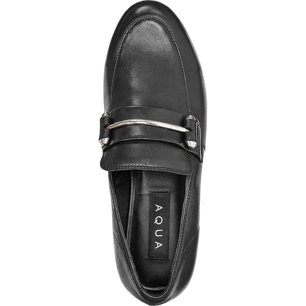 Aqua Womens Kim Leather Slip-On Fashion Loafers Black 7 M