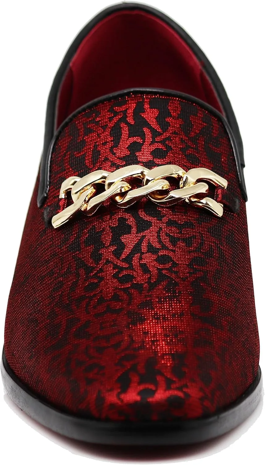 ARK1 Men's Vintage Satin Silky Floral Fashion Dress Loafer Slip On Tuxedo Formal Dress Shoes Designer