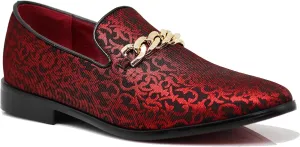 ARK1 Men's Vintage Satin Silky Floral Fashion Dress Loafer Slip On Tuxedo Formal Dress Shoes Designer