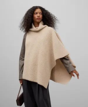 Asymmetrical terry cloth cape woman in light cream