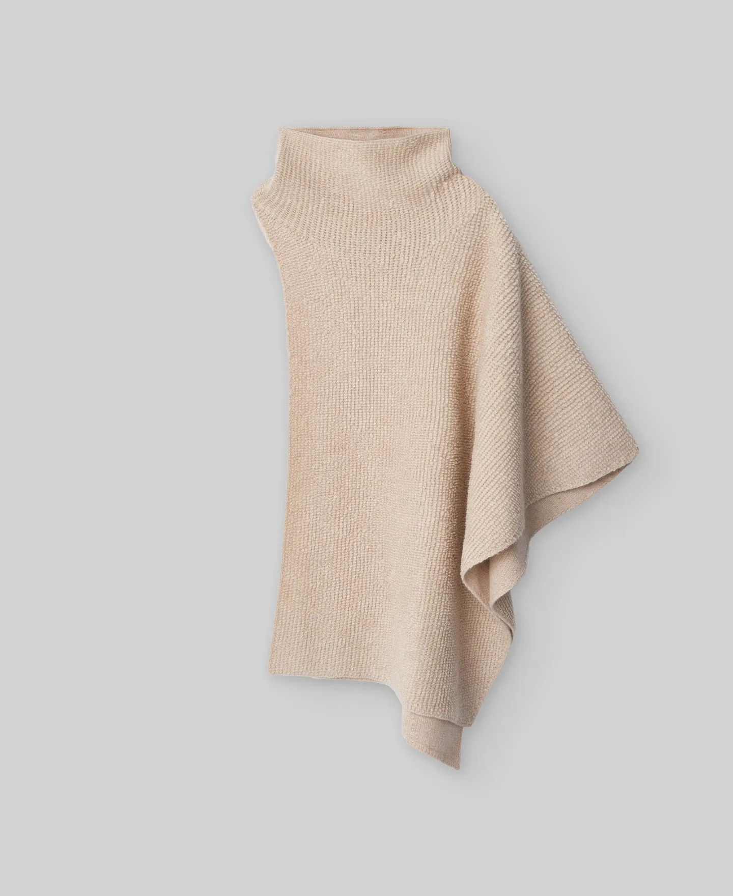 Asymmetrical terry cloth cape woman in light cream
