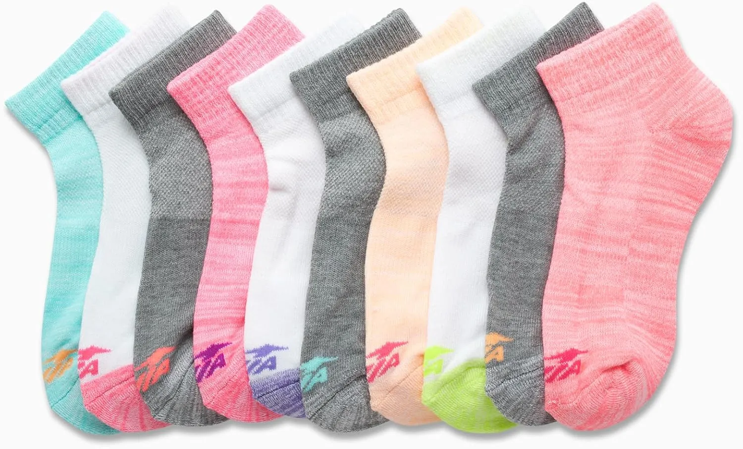 Avia Girls Athletic Performance Cushion Quarter Cut Ankle Socks (10 Pack)