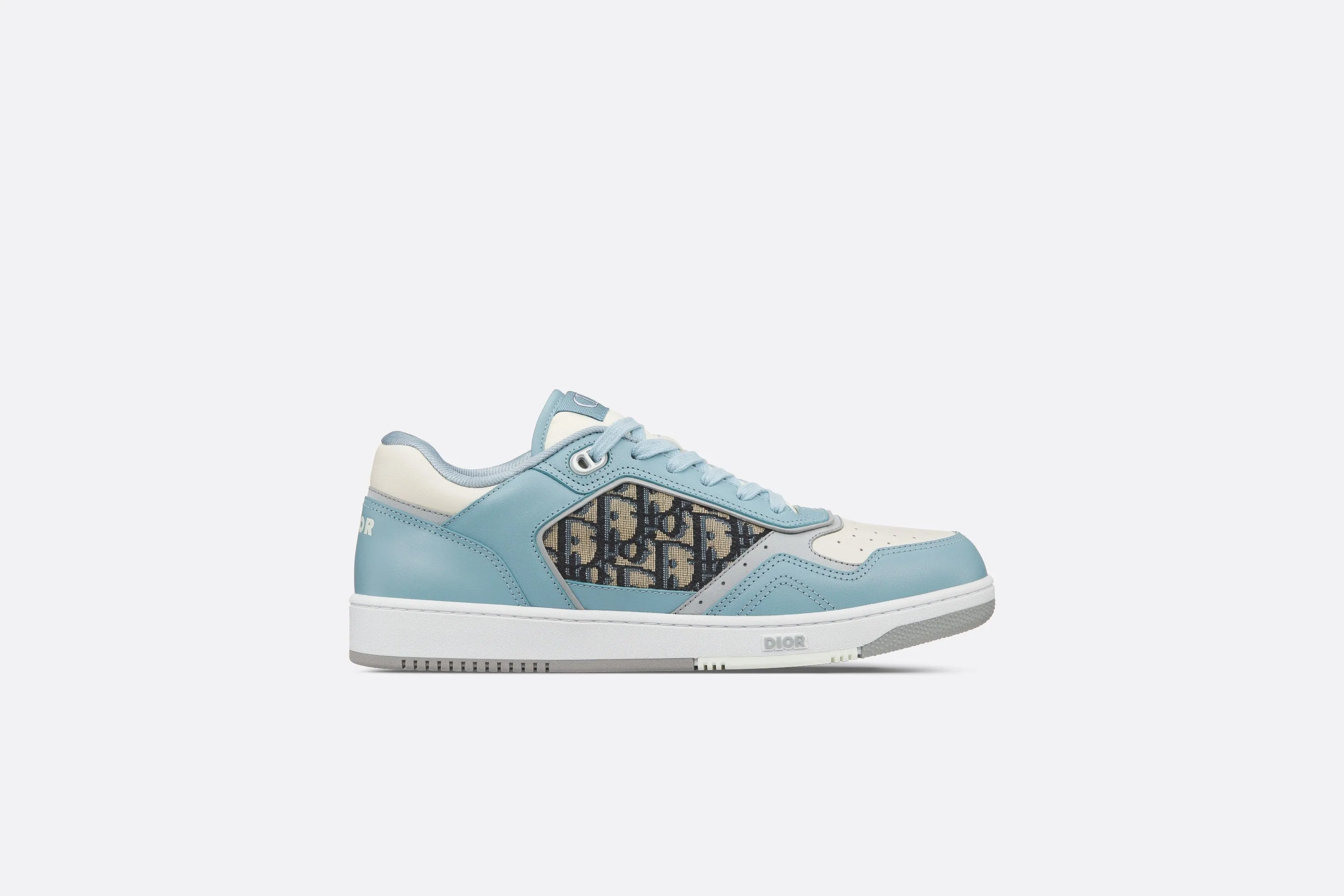 B27 Low-Top Sneaker • Light Blue and Cream Smooth Calfskin with Beige and Black Dior Oblique Jacquard